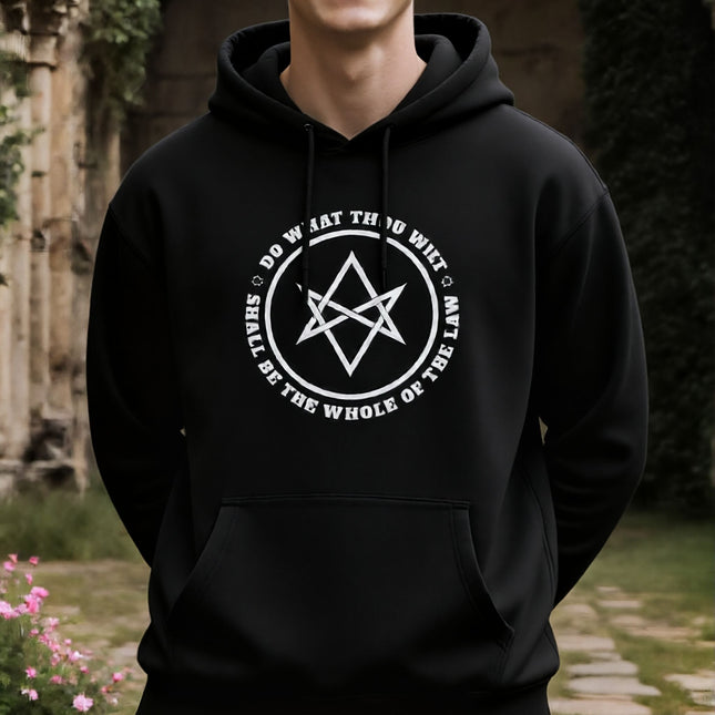 Thelema Unicursal Hexagram Hoodie | Do What Thou Wilt Crowley Unisex Pullover