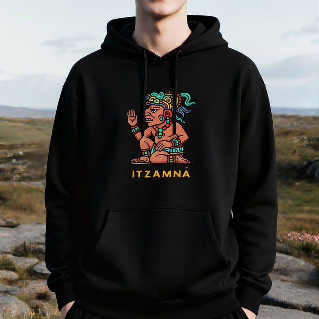 Itzamná Mayan God Hoodie | Ancient Maya Mythology Graphic Pullover Unisex V1