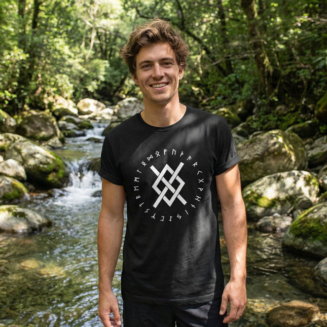 Norse Gungnir Runic Knot T-Shirt | Viking Odin's Spear Symbol Unisex Tee | V2