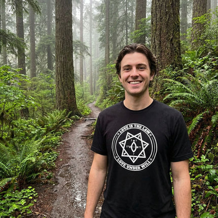 Love Is The Law Text and Star of Babalon Seal T-Shirt | Thelema Tee V4