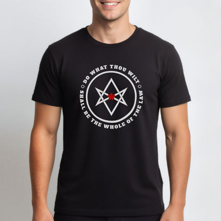 Unicursal Hexagram T-Shirt | Do What Thou Wilt Text and Graphic Tee | V9