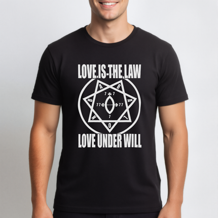 Love Is The Law Unicursal Hexagram T-Shirt | Thelema Crowley Magick | Babylon