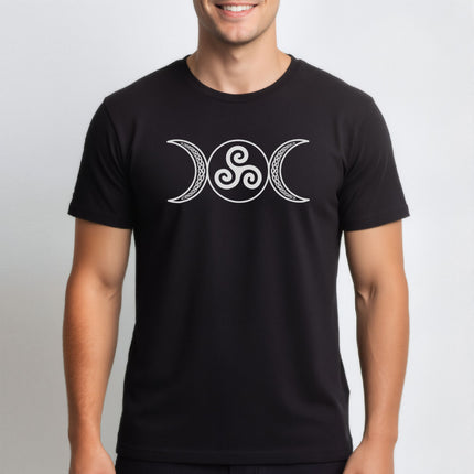 Triple Moon Goddess Triskelion Celtic Knotwork T-Shirt | Witchy Tee | V7