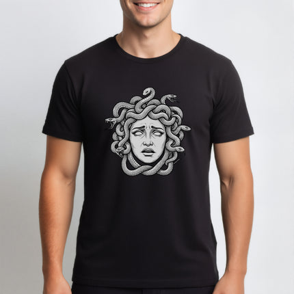 Distressed Medusa T-Shirt | Greek Mythology Gorgon Snake Hair Tee | Head