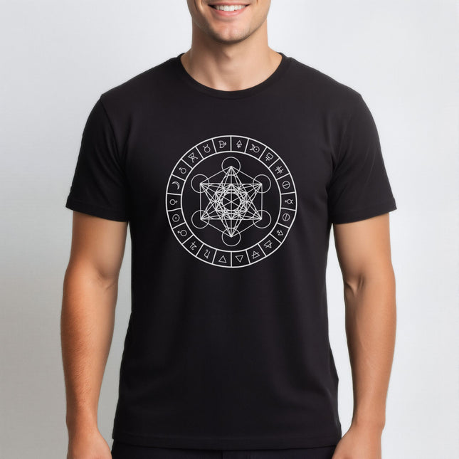 Metatron's Cube with Alchemy Symbols T-Shirt | Graphic Unisex Tee V2