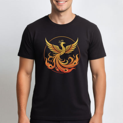 Phoenix Rising From Flames Graphic T-Shirt | Fiery Unisex Graphic Tee V2
