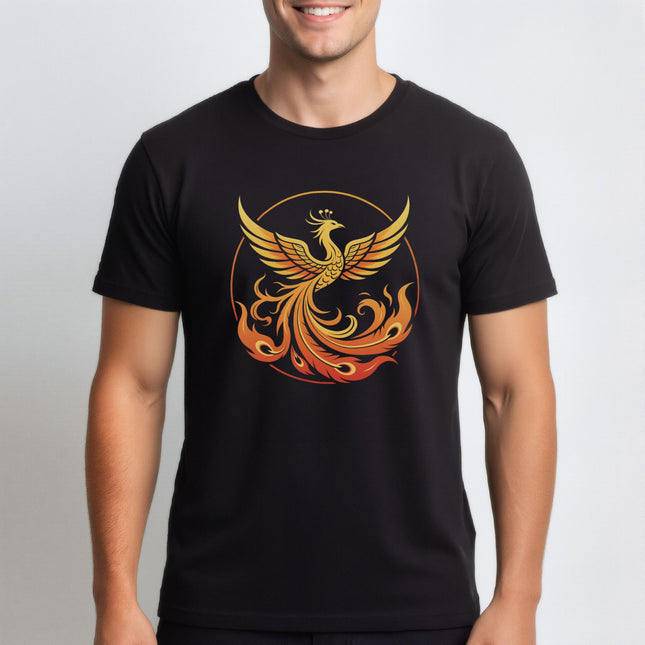 Phoenix Rising From Flames Graphic T-Shirt | Fiery Unisex Graphic Tee V2