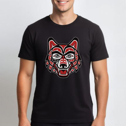Northwest Coast Wolf Head T-Shirt | Indigenous Tribal Art Graphic Tee | Wolf