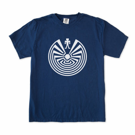 Man In The Maze graphic tee featuring the I'itoi Native American symbol print on a comfort colors t-shirt.
