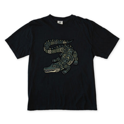 Mayan Crocodile T-Shirt | Tribal Indigenous Animal Graphic Unisex Tee Shirt