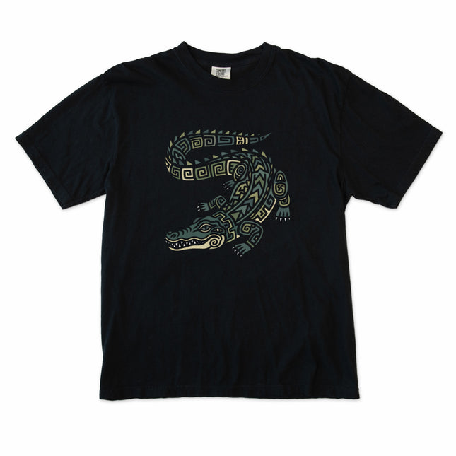 Mayan Crocodile T-Shirt | Tribal Indigenous Animal Graphic Unisex Tee Shirt