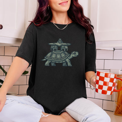 World Turtle Mayan Temple T-Shirt | Ancient Mythology Graphic Tee Shirt