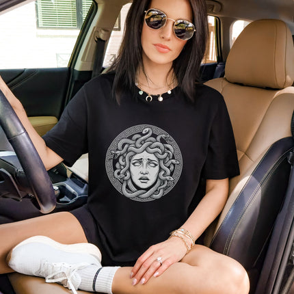 Distressed Medusa Gorgon Head T-Shirt | Snake Hair Greek Mythology Tee