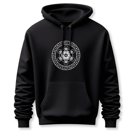 Metatron's Cube With Alchemy Symbols Hoodie | Unisex Sacred Geometry Pullover V2