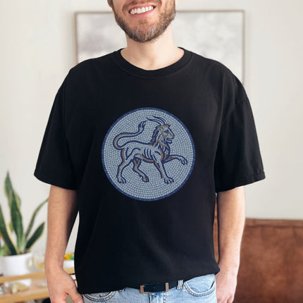 Ancient Mosaic Chimera T-Shirt | Mythological Blue Lion-Goat Unisex Unisex Tee