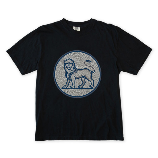 Blue Grey Mosaic Lion T-Shirt | Ancient Animal Graphic Tee | Comfort Colors