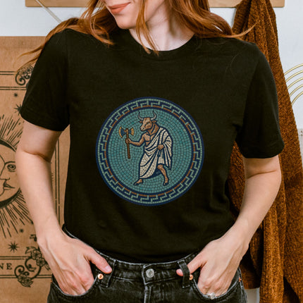 Greek Minotaur Mosaic T-Shirt | Mythology Labyrinth Axe Tee | Comfort Colors