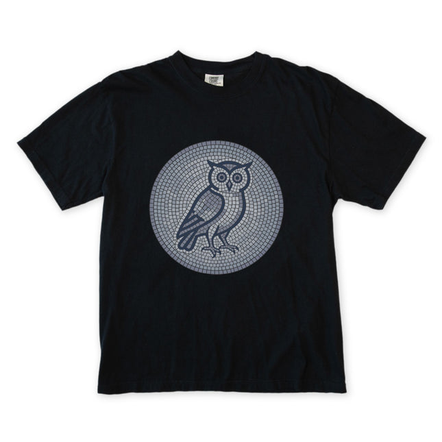 Mosaic Owl T-Shirt | Geometric Blue Grey Wisdom Graphic Tee | Comfort Colors
