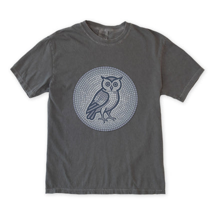 Mosaic Owl T-Shirt | Geometric Blue Grey Wisdom Graphic Tee | Comfort Colors