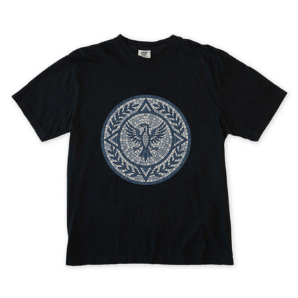 Mosaic Phoenix T-Shirt | Blue Roman Style Mythological Bird Graphic Tee
