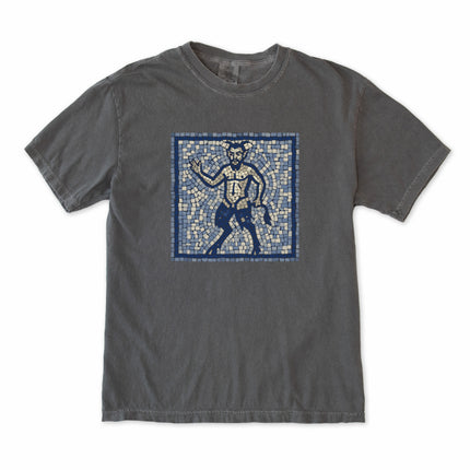 Mosaic graphic of a Satyr from Greek mythology printed on a comfortable t-shirt.
