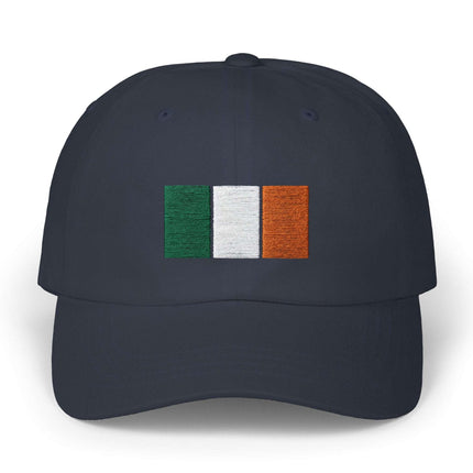 Dark baseball cap featuring the embroidered Irish tricolor flag.