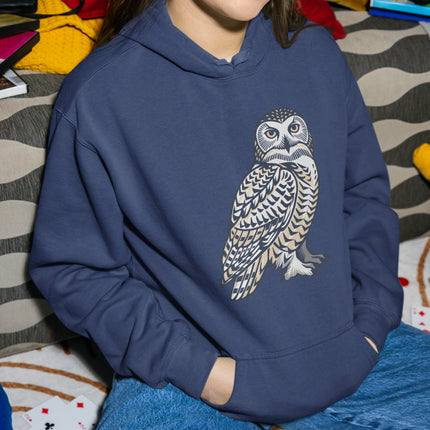 Inuit Owl Symbol Hoodie | Native Art Snowy Owl Unisex Pullover Hoodie