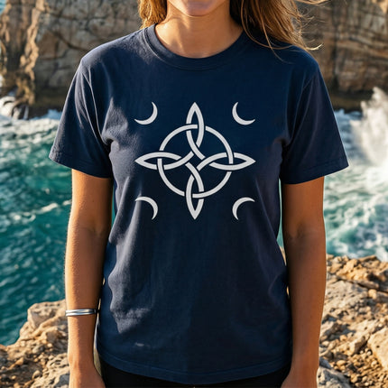 Witch's Knot Crescent Moon T-Shirt | Wiccan Protection Symbol Tee Tshirt