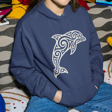 Tribal Dolphin Hoodie | Ocean Animal Celtic Style Unisex Pullover Hoodie