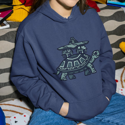 Mayan World Turtle Symbol Hoodie | Mesoamerican Pyramid Graphic Pullover Hoodie