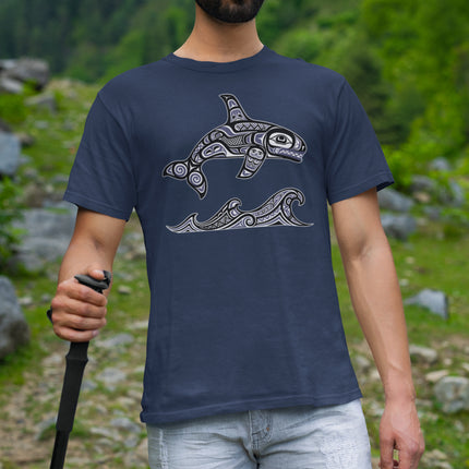 Haida Killer Whale & Waves T-Shirt | Indigenous Formline Art Orca Tee Tshirt