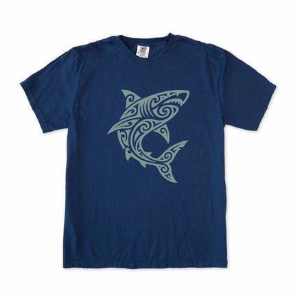 Tribal Shark T-Shirt | Polynesian Tattoo Style Graphic Tee | Comfort Colors