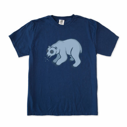 Goofy Blue Polar Bear Spitting Snow T-Shirt | Arctic Animal Unisex Tee Shirt