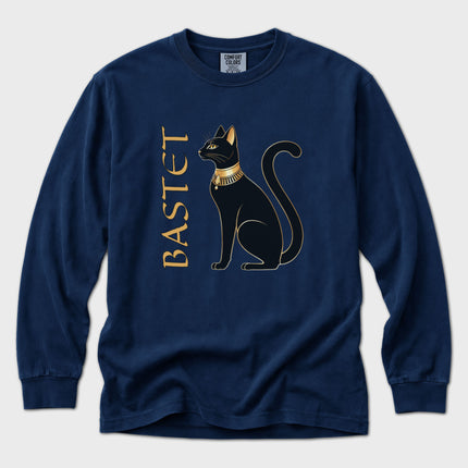 Bastet Cat Long Sleeve T-Shirt | Ancient Egyptian Goddess Graphic Tee