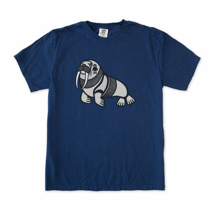 Inuit walrus graphic t-shirt featuring arctic indigenous art print on comfort colors tee.