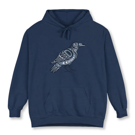 Inuit Inspired Raven Symbol Hoodie | Native American Tribal Art Pullover Hoodie