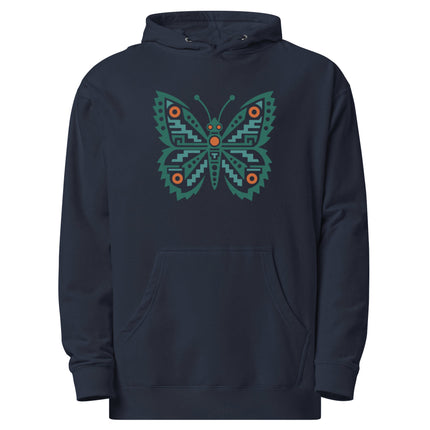 Aztec Butterfly Hoodie | Red and Teal Geometric Wing Design