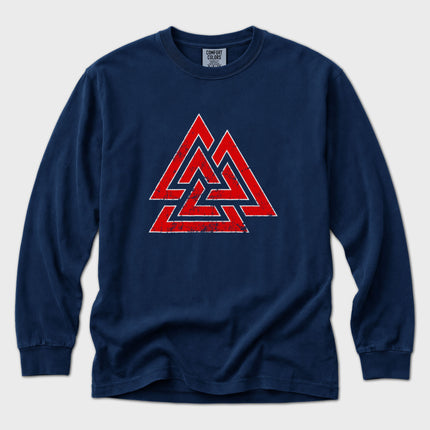 Valknut T-Shirt | Norse Triple-Triangle Symbol Long Sleeve Tee