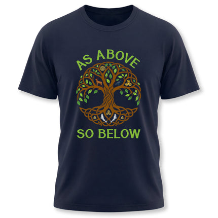 As Above So Below Tree of Life graphic tee with intricate Celtic spiritual symbolism.