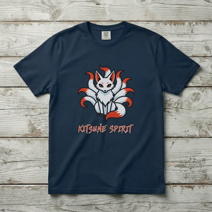 Kitsune Spirit Nine-Tailed Fox T-Shirt | Japanese Mythology Graphic Tee | V1