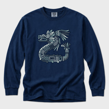 Maya Feathered Serpent Long Sleeve T-Shirt | Kukulkan Graphic Tee