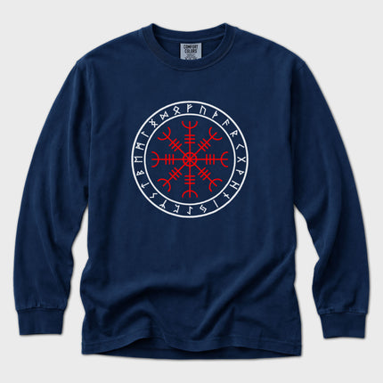 Helm of Awe Norse Symbol Long Sleeve T-Shirt | Runic Graphic Tee