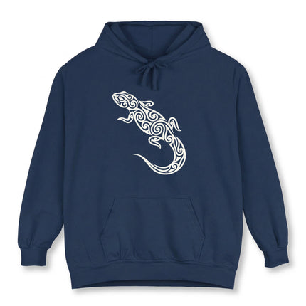 Tribal Lizard Swirl Pattern Hoodie | Reptile Animal Graphic Unisex Pullover Hoodie