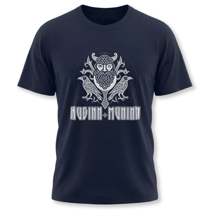 Norse raven graphic tee featuring Huginn and Muninn, Odin's ravens.