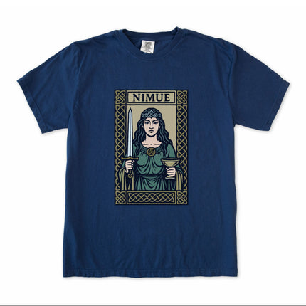 Nimue Lady of the Lake T-Shirt | Arthurian Celtic Sword & Chalice Design Tee