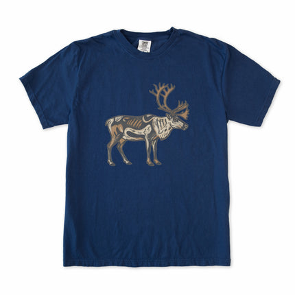 Inuit inspired caribou symbol graphic t-shirt featuring arctic reindeer wildlife design.