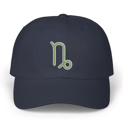 Capricorn Zodiac Symbol Embroidered Hat | Green Astrology Baseball Cap