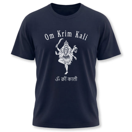Om Krim Kali Goddess Kali Hindu mantra graphic t-shirt design.