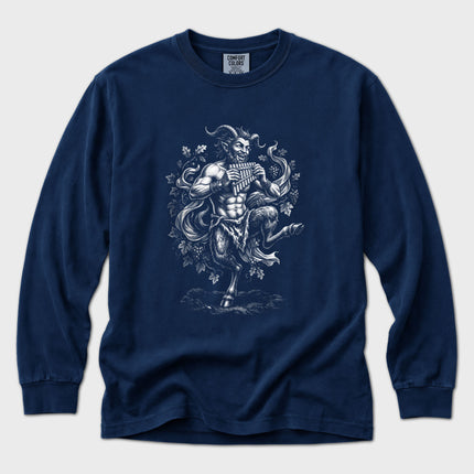 Pan T-Shirt | Dancing Greek God with Panpipes Long Sleeve Tee