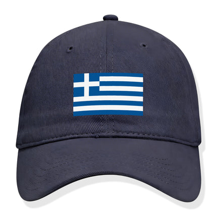 Navy baseball cap featuring the Greek flag design for national pride.